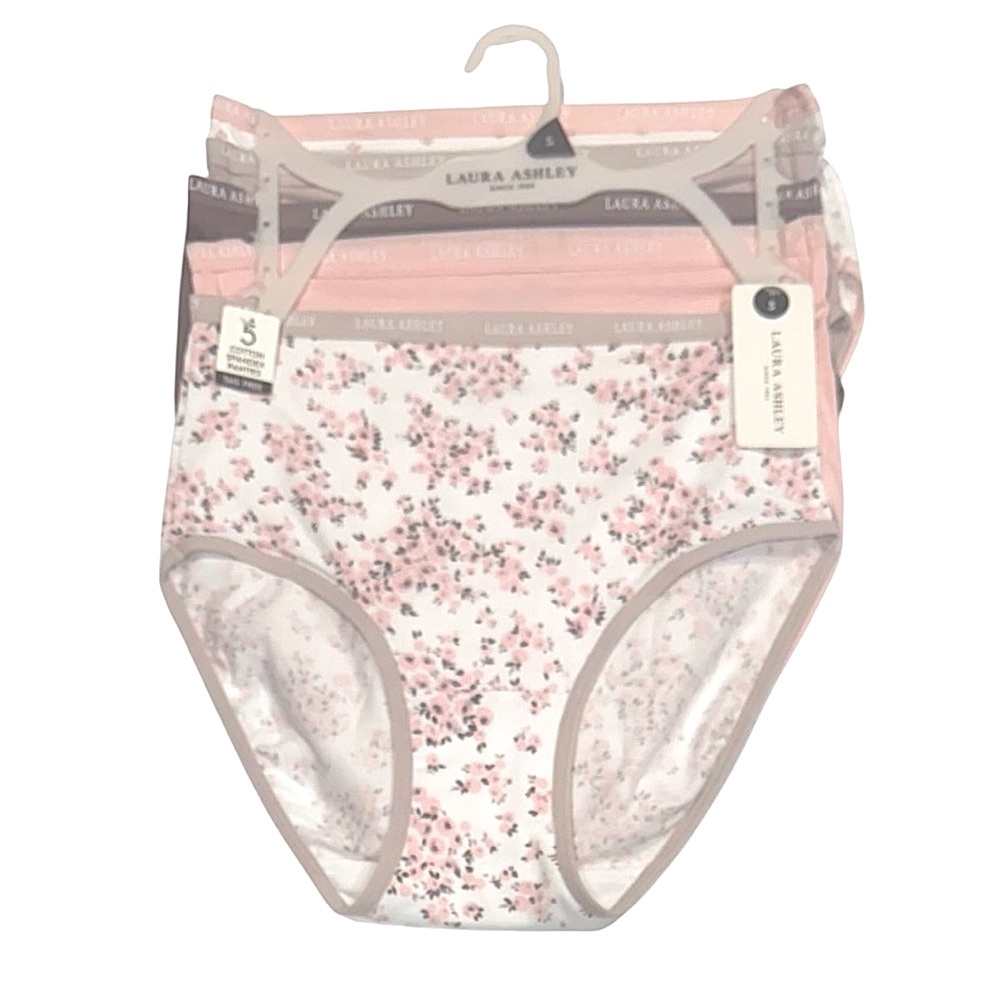 LAURA ASHLEY 5 Pack Cotton Spandex Tag Free Floral Panties NWT Small